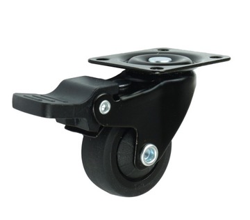Колесо мебельное поворотное, черное, тормоз - комплект