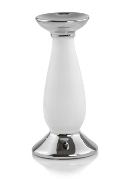 ŚWIECZNIK BIAŁO-SREBRNY NA RÓŻNE ŚWIECE 32CM