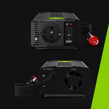 PRZETWORNICA NAPIĘCIA INWERTER Green Cell 12V -> 230V 150W/300W INV29
