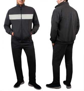 ТЕПЛЫЙ МУЖСКОЙ спортивный костюм, толстовка, воротник стойка, черный, 2382 L