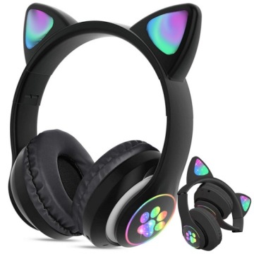 БЕСПРОВОДНЫЕ НАУШНИКИ CAT EAR СВЕТОДИОДНЫЙ BLUETOOTH РАДИО FM MP3