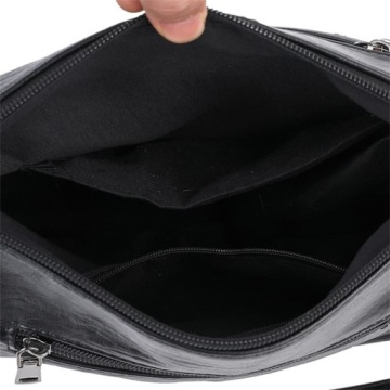 ЧЕРНАЯ ЖЕНСКАЯ СУМКА НА МОЛНИИ, ИСКУССТВЕННАЯ КОЖА