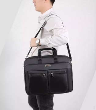 БОЛЬШАЯ МУЖСКАЯ БИЗНЕС-СУМКА НА НОУТБУКЕ ЧЕРНАЯ С ПРОЧНЫМ РЕМЕНЕМ