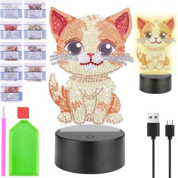 Kreativní sada pro malování diamanty s kočkou pro děti Diy
