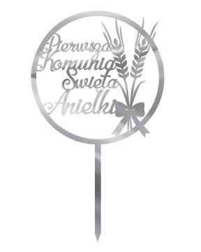 Topper Pierwsza Komunia Święta- srebrny TKS-13A