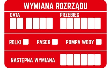 NAKLEJKI SERWISOWE 45szt WYMIANA ROZRZĄDU 9 x 6 cm