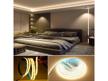 Zestaw Taśma LED 7W/m 24V COB Jednolita 4000K Neutralna 5m Pilot Sterownik