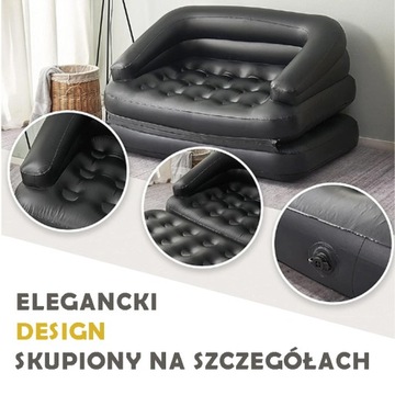 DMUCHANA SOFA MATERAC POMPOWANY AVENLI BALLO 5w1 CZARNA 198x138 CM