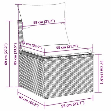 Modułowa Sofa Ogrodowa dla Czterech Osób, Czarno-Kremowa, 70 cm Głębokość S