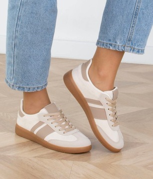 8323 BEŻOWE SNEAKERSY TRAMPKI SPORTOWE DAMSKIE 39