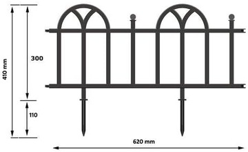 ДЕКОРАТИВНЫЙ САДОВЫЙ ЗАБОР, частокол, Antico CLASSIC, складной, 3м