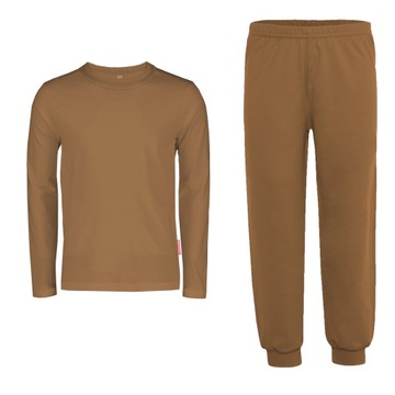ХЛОПКОВЫЙ КОМПЛЕКТ, КОРИЧНЕВЫЕ СПОРТИВНЫЕ БРЮКИ И ДЛИННАЯ БЛУЗКА ДЛЯ НАРЯДА 128
