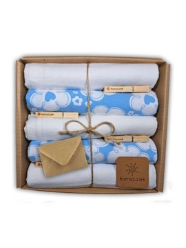 KAMYCZEK z KOPERTĄ - BABY SHOWER - PREZENT pieluchy flanelowe białe kolor