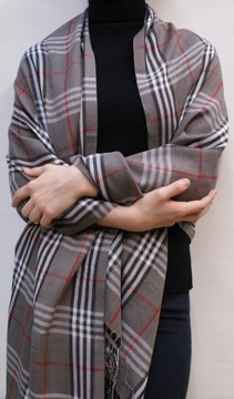 Английский шарф в клетку «тартан» с бахромой, унисекс