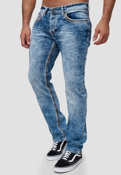 Jeansy Spodnie Jeansowe Denim Regular Gruba Nić