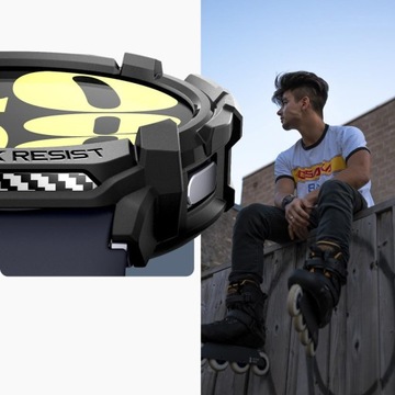 Чехол для Galaxy Watch 7 44 мм, Spigen Rugged Armor, прочный, прочный, легкий.