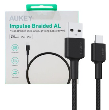 AUKEY CB-CD30 kabel USB-C Type-C Power Delivery PD 3A 0.9m Nylonowy oplot