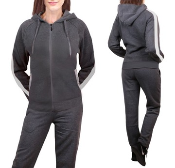 Ciepły DAMSKI dres ROZPINANY dresy PLUS SIZE 943 grafitowy 42/44