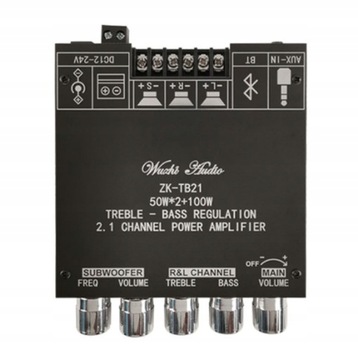 WZMACNIACZ 2.1 KANAŁOWY AUDIO MOC 100W