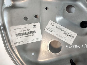 MECHANIZMUS DVEŘE BOČNÍCH OKNO LEVÝ ZADNÍ SKODA SUPERB I 2004 EU