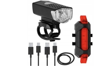 ZESTAW LAMPEK ROWEROWYCH PRZÓD TYŁ LED USB