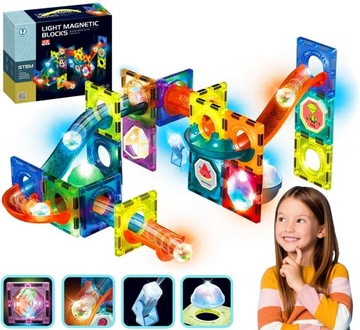 МАГНИТНЫЕ БЛОКИ СВЕТЯЩАЯСЯ ДОРОЖКА 3D КОНСТРУКЦИЯ ПАНЕЛИ ПАЗЛ 49 шт.