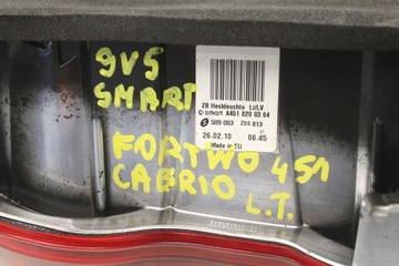 SMART FOURTWO 451 SVĚTLO LEVÝ ZADNÍ