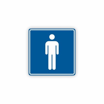 Tabliczka WC toaleta męska z laminatu niebieska