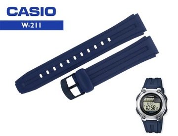 Oryginał pasek do zeg. CASIO W-211 granatowy 18mm