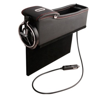 SKÓRZANY ORGANIZER SAMOCHODOWY Z PORT USB KIEROWCA CZARNY