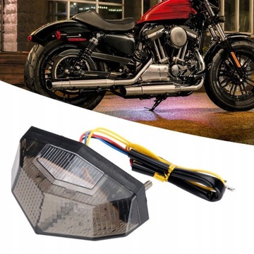 CZERWONE ŚWIATŁO STOP LED TYLNE Z KIERUNKOWSKAZEM HAMULCA DO MOTOCYKLA 12V