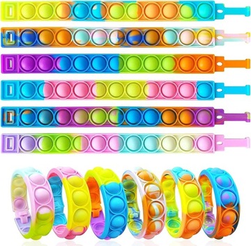 Zestaw 6 sztuk Pop it Fidget Toys, bransoletka Pop