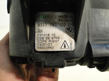 BMW 1 E87 HALOGEN PRAVÝ PŘEDNÍ 7837502 63177837502
