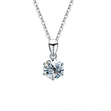 Naszyjnik z zawieszką z diamentem 1ct srebro 925 Moissanit 45cm certyfikat