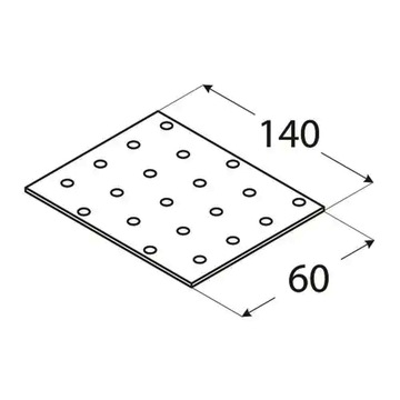 PP5 ПЛАСТИНА ПЕРФОРИРОВАННАЯ КАРПАНСОВАЯ СОЕДИНИТЕЛЬНАЯ 60x140x2 10шт DOMAX ПЛОСКИЙ