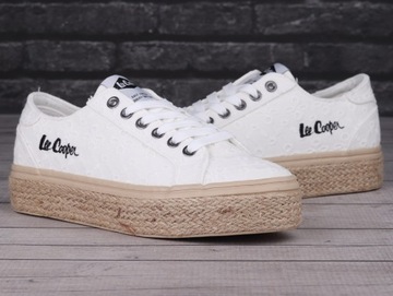 Buty, trampki damskie Lee Cooper WHITE FLOWERS