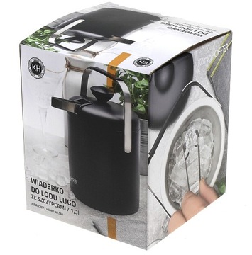 Ведро для льда с щипцами, емкость 1,3, черное