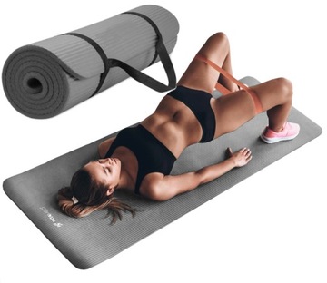 MATA DO ĆWICZEŃ FITNESS JOGI ANTYPOŚLIZGOWA 183X61CM Z UCHWYTEM GRUBA MOCNA
