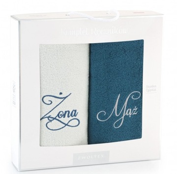 ZWOLTEX KOMPLET RĘCZNIKÓW MĄŻ ŻONA Z HAFTEM