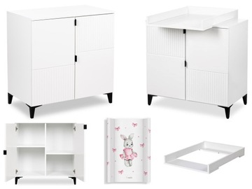 Komoda Mini z Półkami z Przewijakiem Szafka z Półkami Duża Biała MIA + Mata