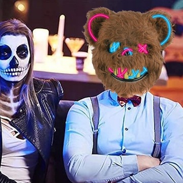 МАСКА БУРОГО МЕДВЕДЯ ДЛЯ ХЭЛЛОУИНА СВЕТОДИОДНЫЙ КОСТЮМ