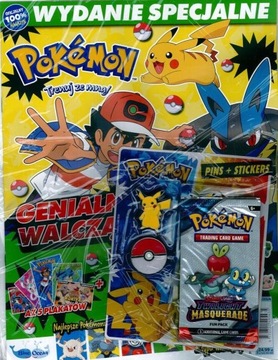 POKEMON magazyn WS nr 4/24 + karty TCG + 2 przypinki +naklejki 3D