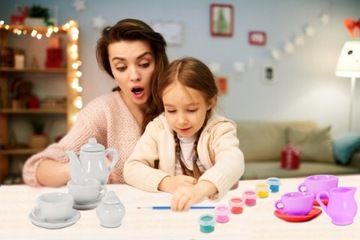 КЕРАМИЧЕСКИЙ ЧАЙНЫЙ НАБОР КРАСКА ТВОРЧЕСКИЕ КИСТИ ПОДАРОК