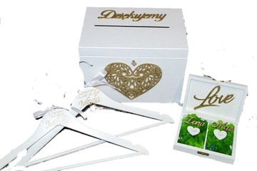 свадебный набор, коробка для конвертов, обручальные кольца, вешалки