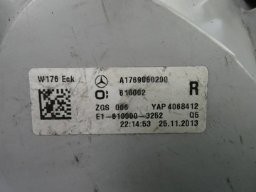 MERCEDES A TŘÍDA W176 SVĚTLO PRAVÁ PRAVÝ ZADNÍ