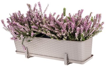 DONICZKA BALKONOWA RATTANOWA DONICA NA BALKON KWIATY ROŚLINY 60cm BEŻ KREM