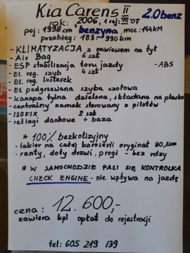 Kia Carens III 2.0 i 16V 144KM 2006 Kia Carens II, 2.0 benzyna, bezkolizyjny !! PROMOCJA!!, zdjęcie 36