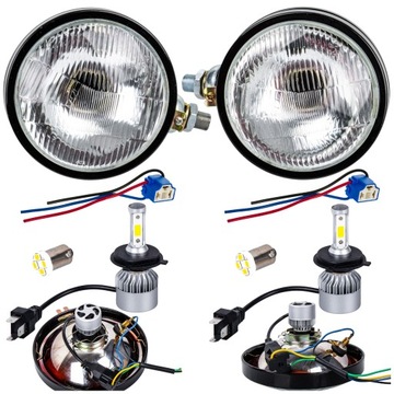URSUS C-330 C-360 ЛАМПЫ ФАР ПЕРЕДНИЕ МЕТАЛЛИЧЕСКИЕ + СВЕТОДИОДНЫЕ ЛАМПОЧКИ