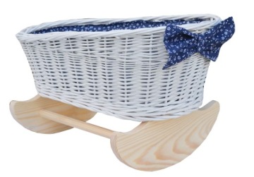 KOŁYSKA WIKLINOWA D/LALEK BIAŁY + OBSZYCIE MIX