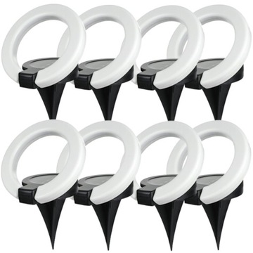 8x Lampka Solarna LED Regulowany Solar RING Wbijany z Czujnikiem Zmierzchu